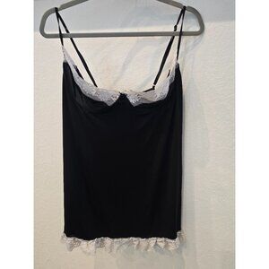 Black Lace-Trimmed Camisole With Adjustable Straps Plus Size 3X Polyester Womens